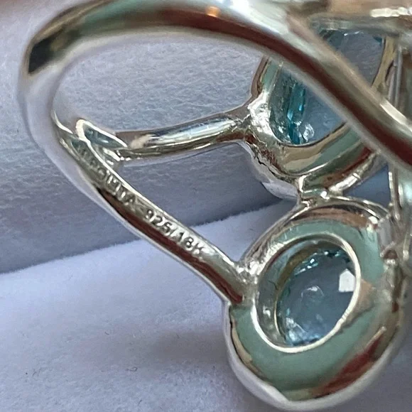 Ippolita blue topaz Diamond 18k sterling chimera rock candy ring size 7 $1800 - Picture 11 of 11